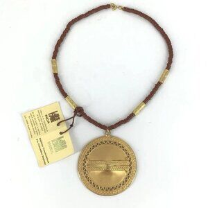 Inca Museum Replica 24k Gold Plated Medallion Necklace With Tag